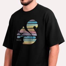Camiseta Nolita Esquila Silhueta Listrada Preta