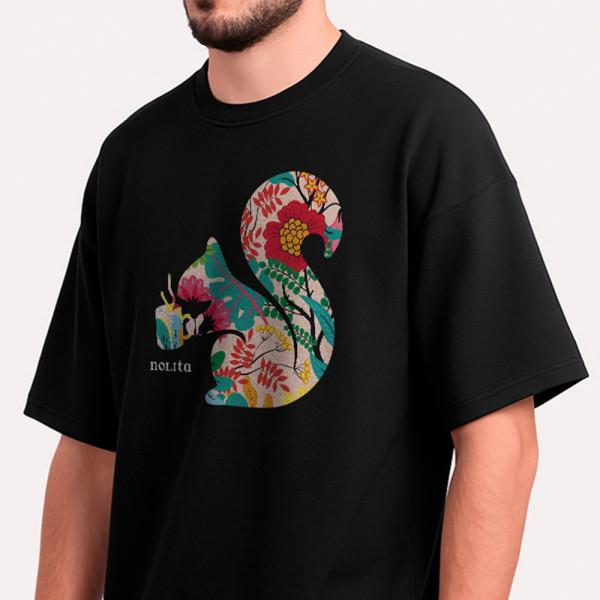 Camiseta Nolita Esquila Silhueta Floral Preta