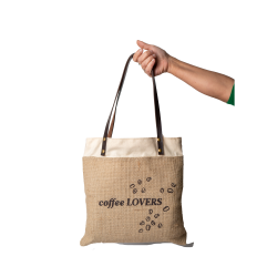 Bolsa em Juta e alças de Couro